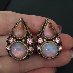 Vintage-Inspired Pink and Opal Earrings